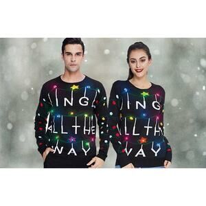 Light Up Jingle All The Way Ugly Christmas Sweater Holiday Tree Bulbs Men/Women